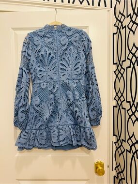 Blue Lace Crochet Peplum Tunic dress - Bloomingdales -Aqua